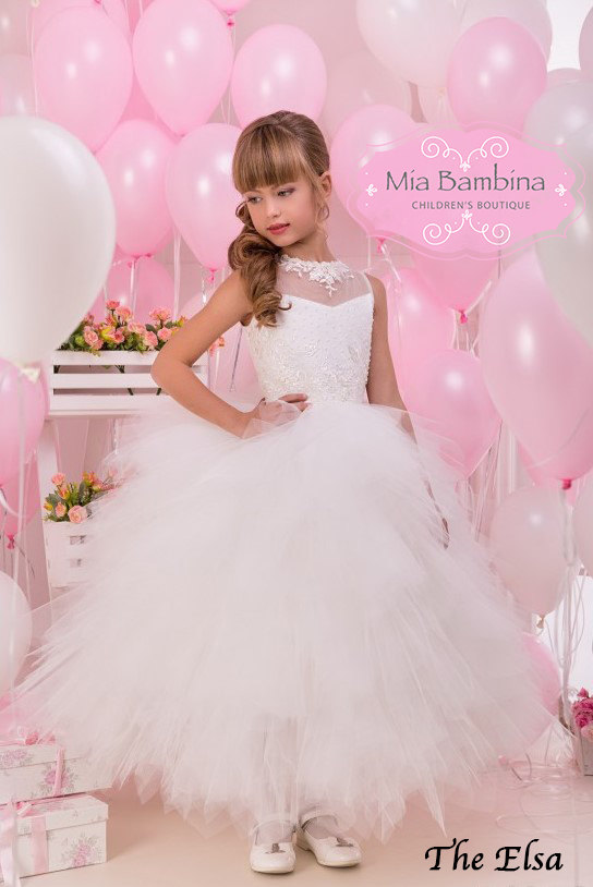 Hochzeit - White Flower Girl Dress and  First Communion Dress 
