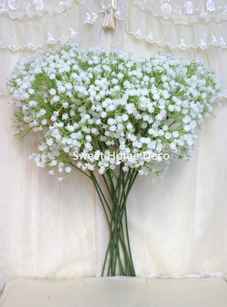 Mariage - JennysFlowerShop 22'' Soft White Real Touch Realistic Baby's Breath/Gypsophila Artificial Single Spray