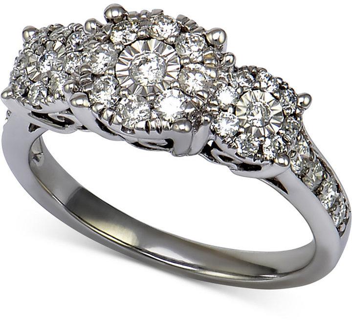 Свадьба - Diamond Three Stone Engagement Ring (3/4 ct. t.w.) in 14k White Gold
