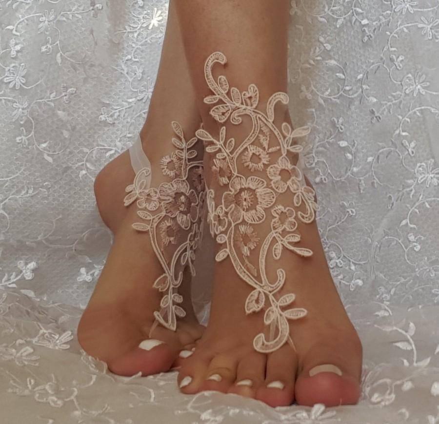 زفاف - Free ship  pink ivory cord wedding shoe barefoot sandles wedding prom party steampunk bangle beach anklets bangles bridal bride bridesmaid