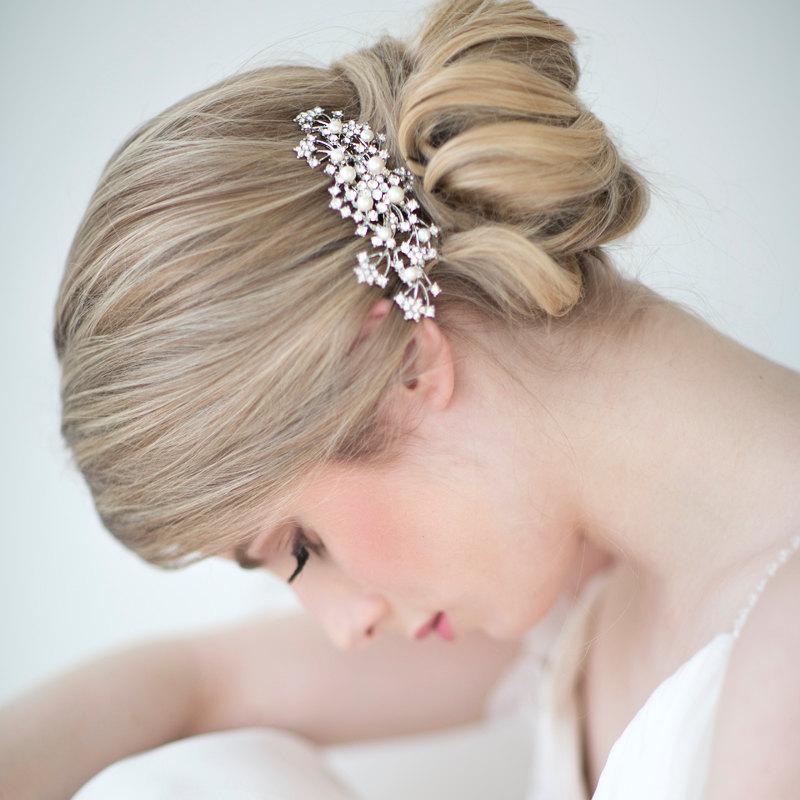 زفاف - Wedding Hair Comb,  Bridal Head Piece, Crystal and Pearl Hair Comb, Wedding Hair Accessory
