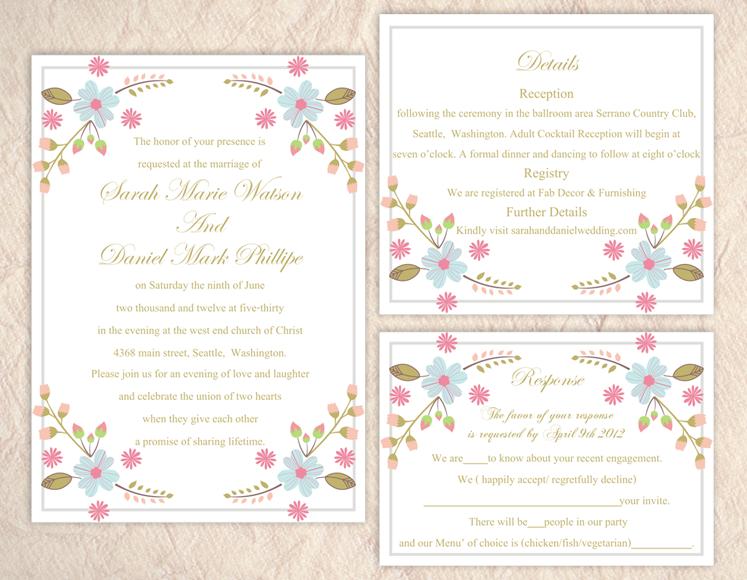 Hochzeit - DIY Wedding Invitation Template Set Editable Word File Instant Download Printable Invitation Floral Wedding Invitation Colorful Invitation