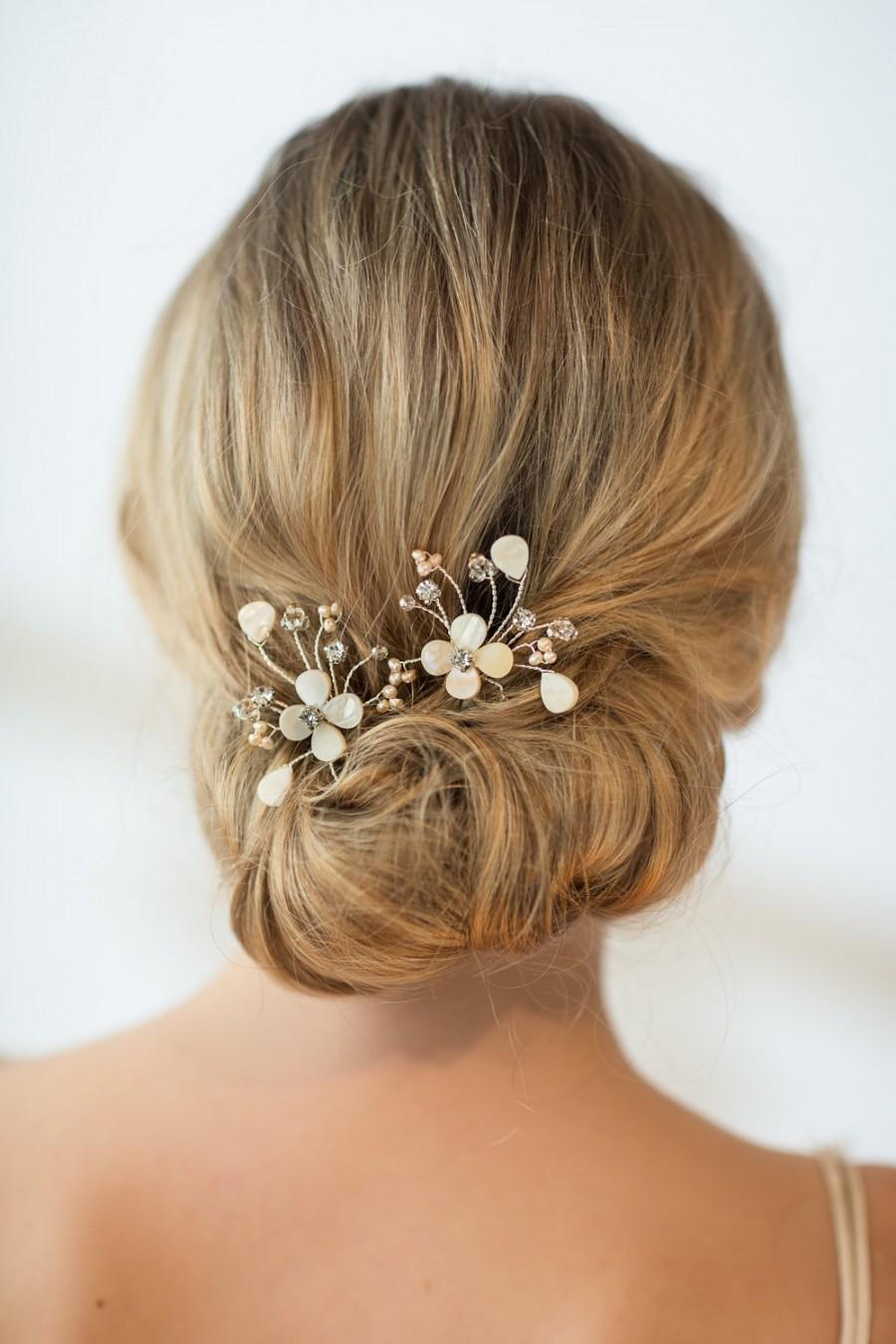 Hochzeit - Wedding Hair Pins, Bridal Hair Pins, Mother of Pearl Wedding Hair Pins