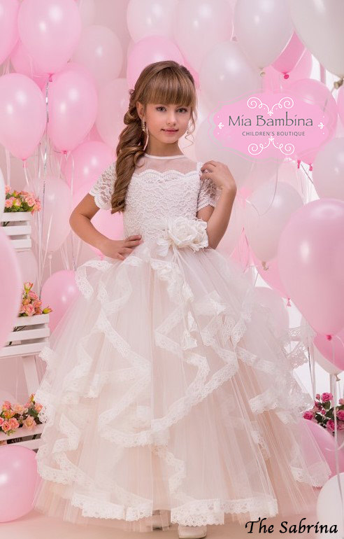Hochzeit - Lace Flower Girl Dress First Communion Dress 