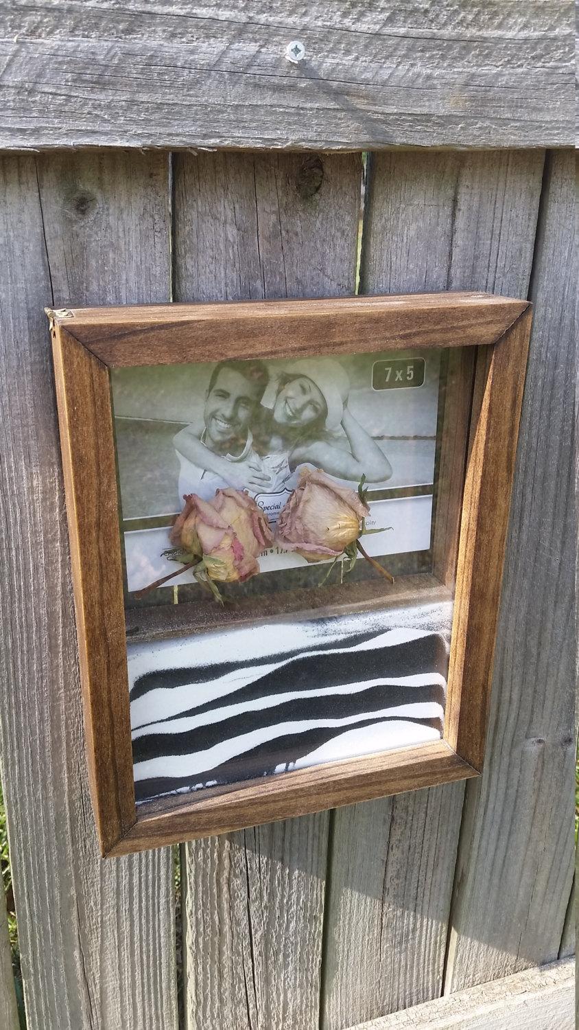 Mariage - PERSONALIZABLE Unity Sand Wedding Ceremony Shadow Box (Wood & Double-Glass, Hinged)