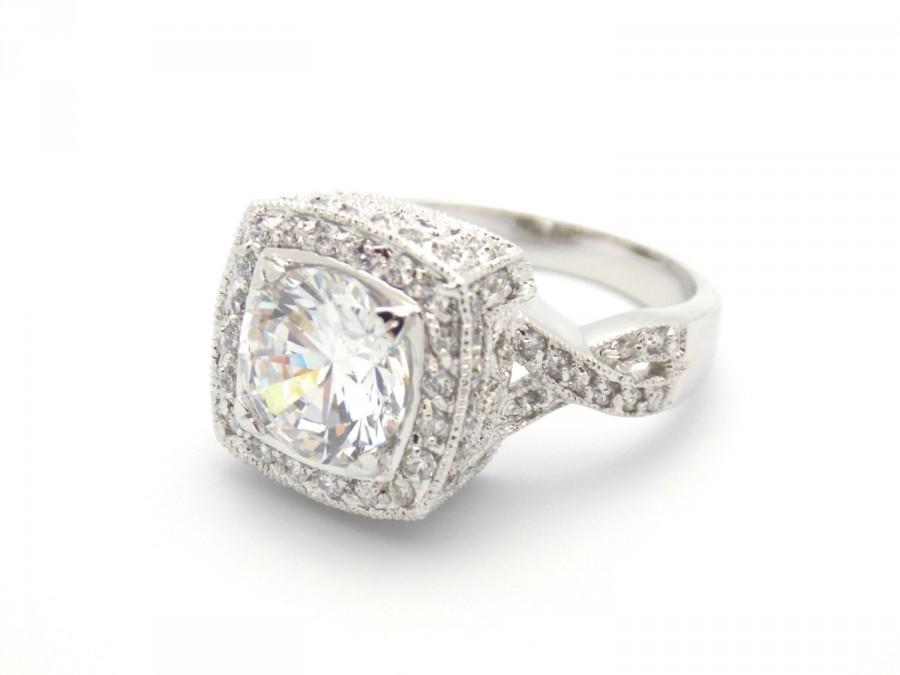 زفاف - Art Deco Engagement Ring Wedding Ring Vintage Inspired Solitaire Ring With Accents size 5 6 7 8 9 10 - MC1079191AZ
