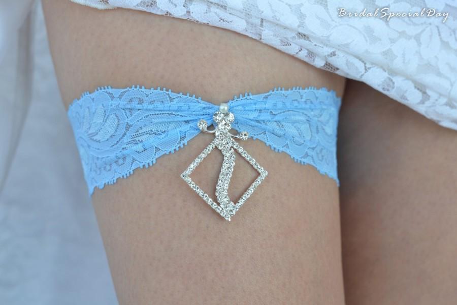 Mariage - Blue Bridal Garter,Sky Blue Wedding , Blue Garter Set, Blue Lace Garter, Bridal Garter, Wedding Garters, Rhinestone Garter, Something Blue