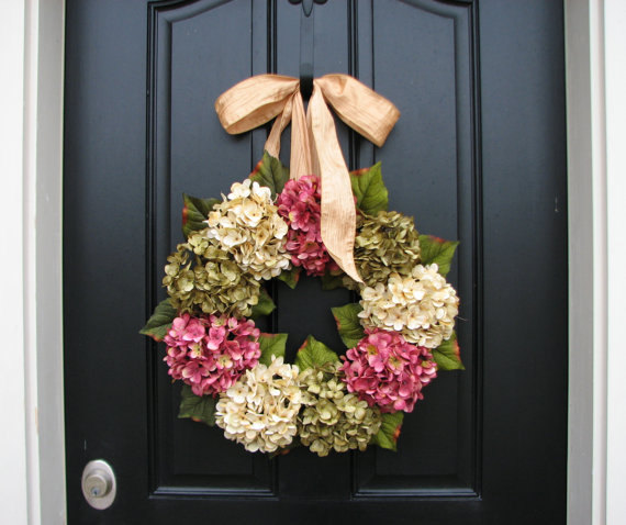 Свадьба - Hydrangea Wreaths, Spring Wreaths, Spring Hydrangea Wreaths, Spring Decorative Wreaths, Pink Hydrangeas, Green Hydrangeas, Cream Hydrangeas