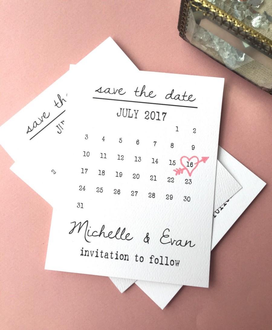 زفاف - Calendar Save the date cards, heart date save the date cards, calendar wedding date PRINTABLE save the date