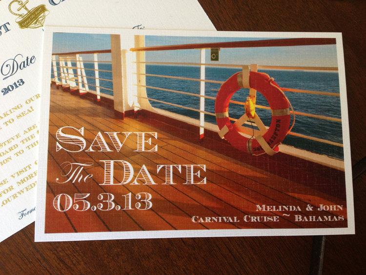 Hochzeit - Postcard Save The Date DEPOSIT: Cruise ship design 