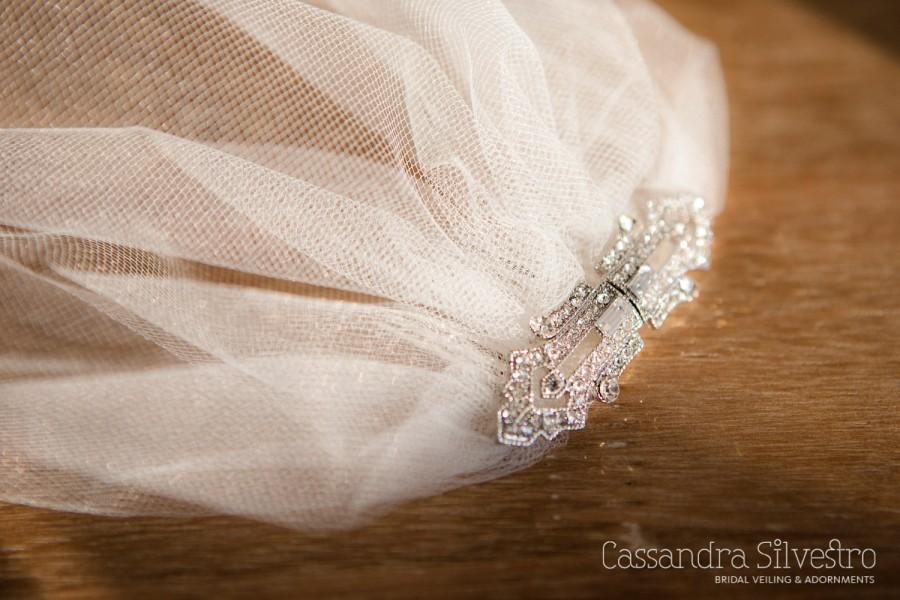 زفاف - Tulle Birdcage Wedding Veil with Crystal Pin (Blusher Veil, Mini Veil, Bridal Veil, Bridal Illusion Tulle, Bird Cage Veil, Retro Veil)