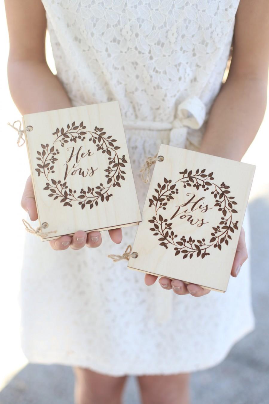 Hochzeit - His & Hers Rustic Wood Vow Books Barn Wedding QUICK shipping available