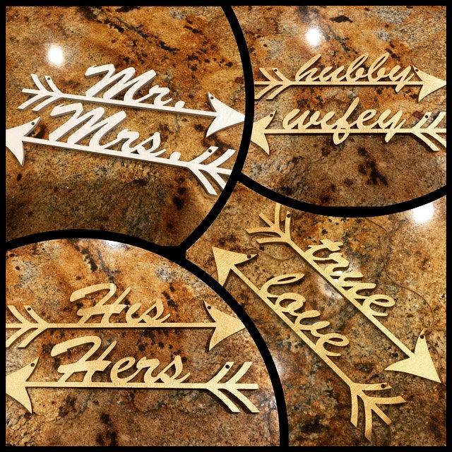 Wedding - Wedding Chair Signs, Rustic Mr & Mrs Chair Back Sign, Wedding Arrow, His and Hers Wedding Decor Chair Signs, Bride Groom Sign,Restroom Decor