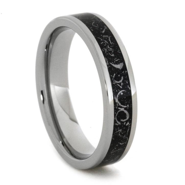 Wedding - Gibeon Meteorite Ring, Meteorite Shavings in a Titanium Band, Meteorite Stardust Ring