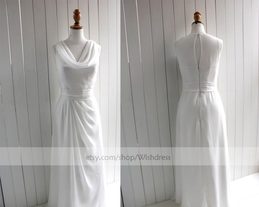 Mariage - Custom Made Elegant V-neck Floor Length Bridesmaid Dress/ Long Prom Dress/ Wedding Party Dress/ Party Dress