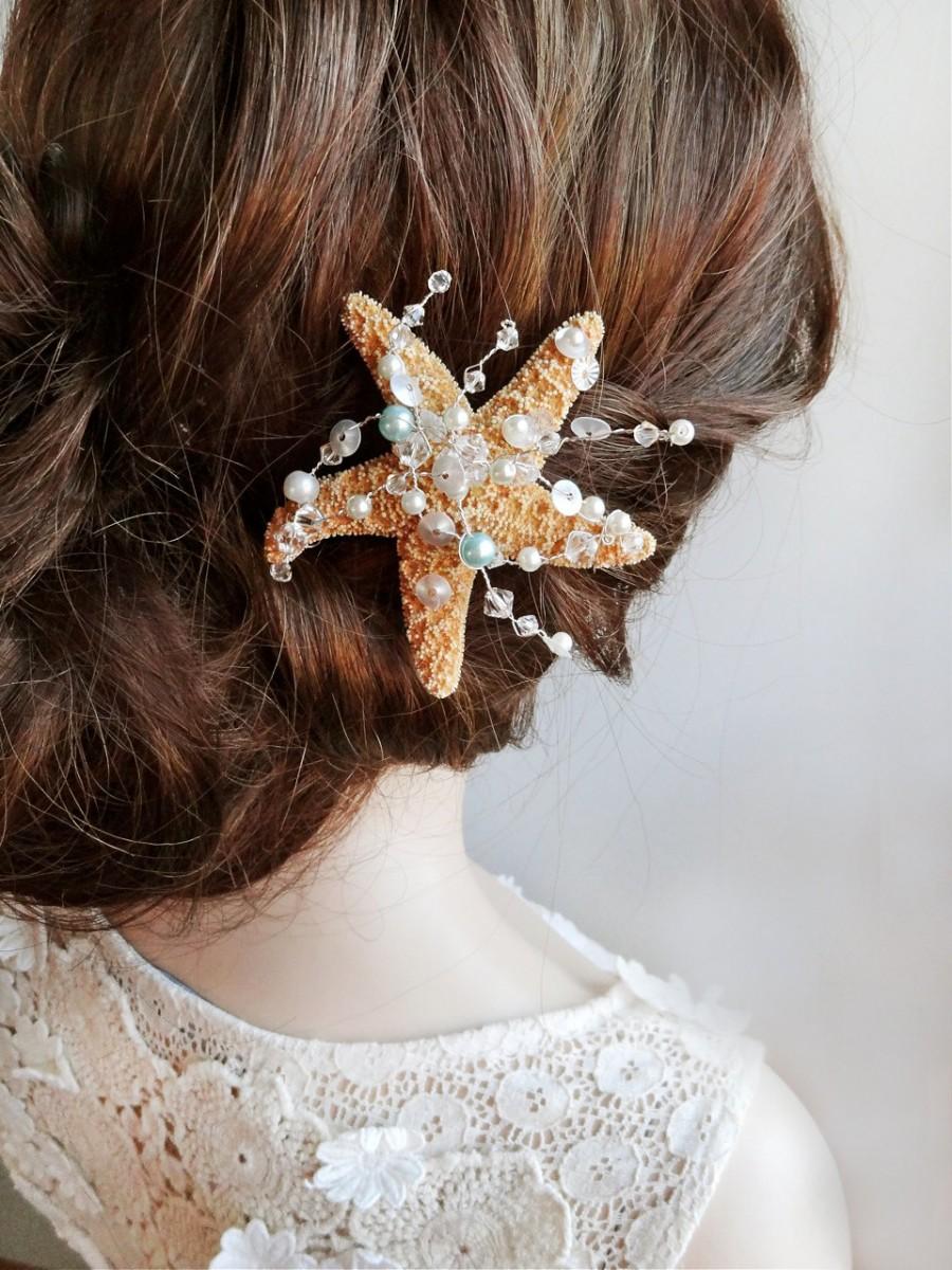 زفاف - starfish hair clip, starfish hair pin, ocean jewelry, beach wedding hair accessories, seashell hair clip, beach jewelry, Swarovski