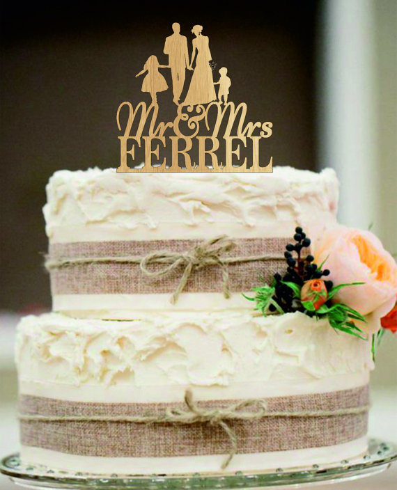 Свадьба - Bride and Groom Wedding Cake topper,Family Wedding Cake Topper a little girl and a little boy,Mr and Mrs Cake topper,Unique Rustic wedding
