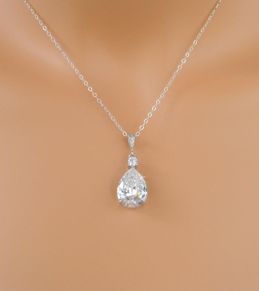 زفاف - Crystal Bridal Necklace, Crystal Wedding Pendant, Rose Gold Bridal Jewelry, Swarovski, Bridesmaid jewelry, Lilliana Crystal Necklace