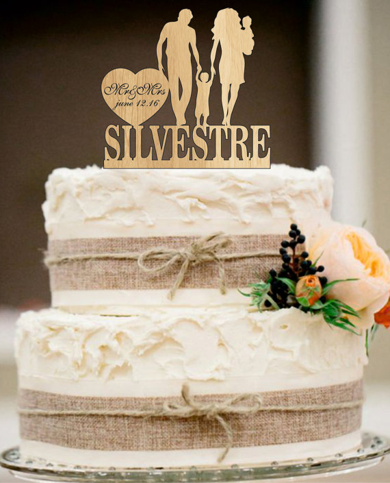 Wedding - Silhouette Wedding Cake Topper,funny Wedding Cake Topper,Bride and Groom little boys family wedding cake topper,unique wedding cake topper