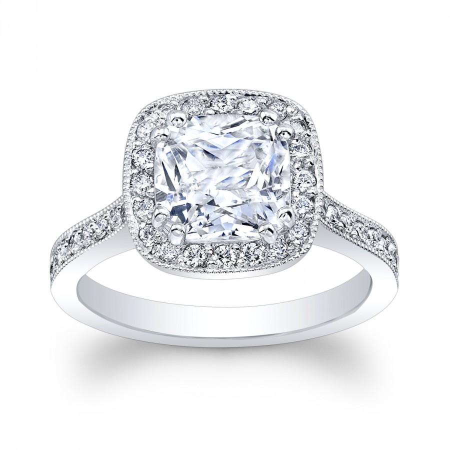 زفاف - Ladies Platinum vintage engagement ring w/2ct Cushion Cut white sapphire Ctr 0.50 ctw G VS2 diamonds