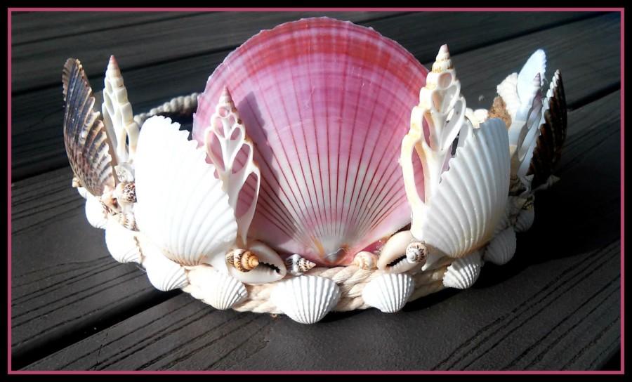 Hochzeit - seashell, crown, shell, Headband, beach, wedding, headpiece, festival, mermaids, siren, fish,  crown, white, costume, nautical, mermaid