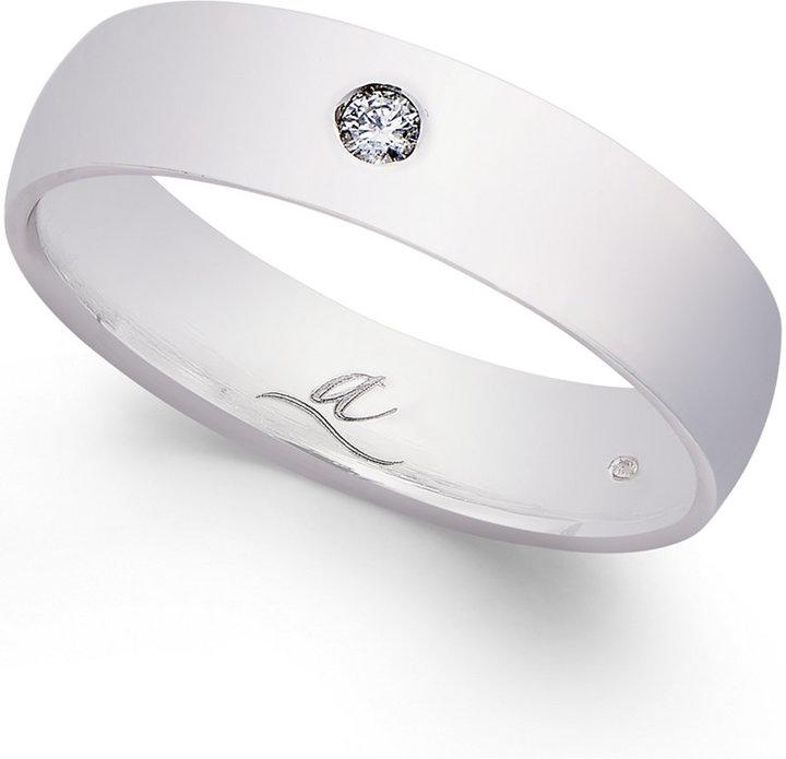 زفاف - Certified Diamond Accent 5MM Dome Wedding Band in 18k White Gold