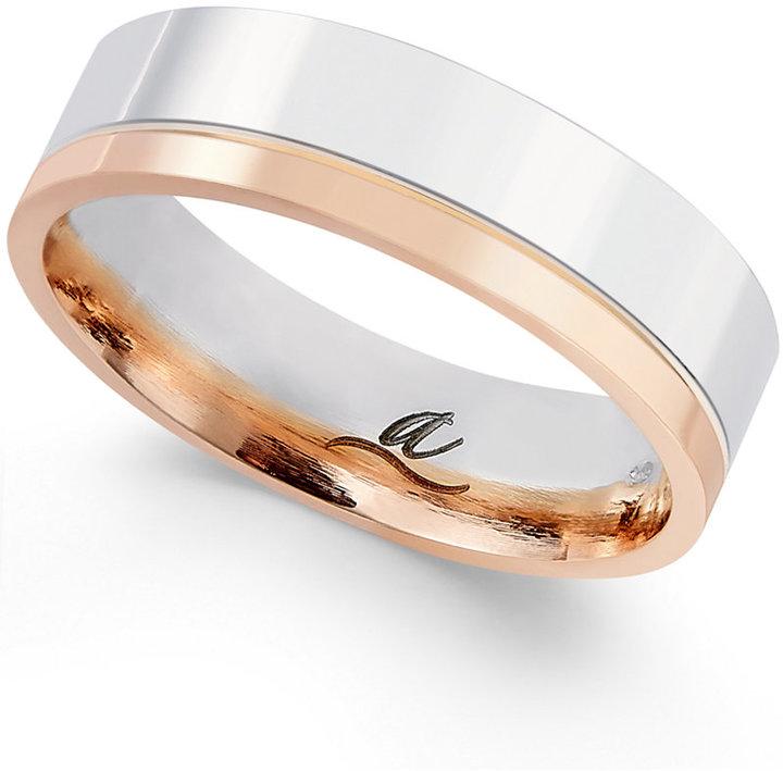 Wedding - Two-Tone Two-Row 5MM Wedding Band in 18k White and Rose Gold