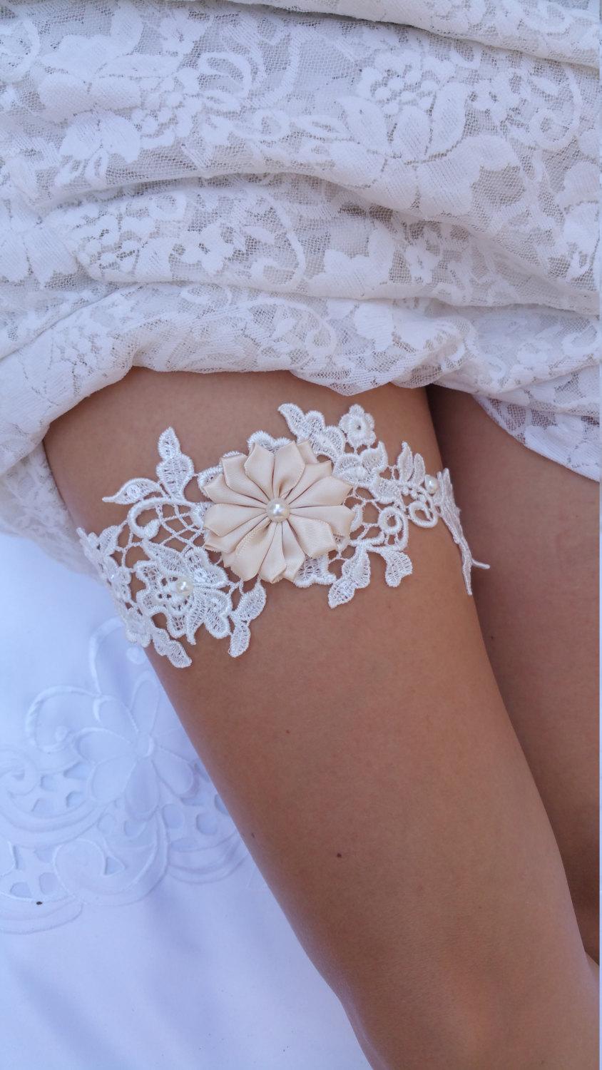 Wedding  Lace Garter WhiteIvory  Embroidered  Lace Garter Set Wedding Garter Ivory  White Bridal Garter