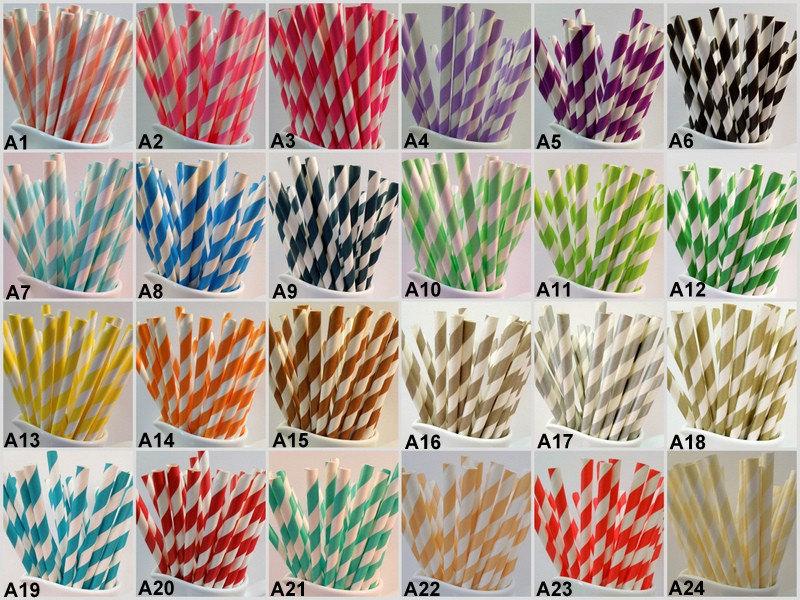 Wedding - CHOOSE YOUR COLORS Paper Straws -Party Paper Straws-Wedding Decor-Mason Jar Straws-Gold Striped Straws-Wholesale Straws-Birthday Decorations