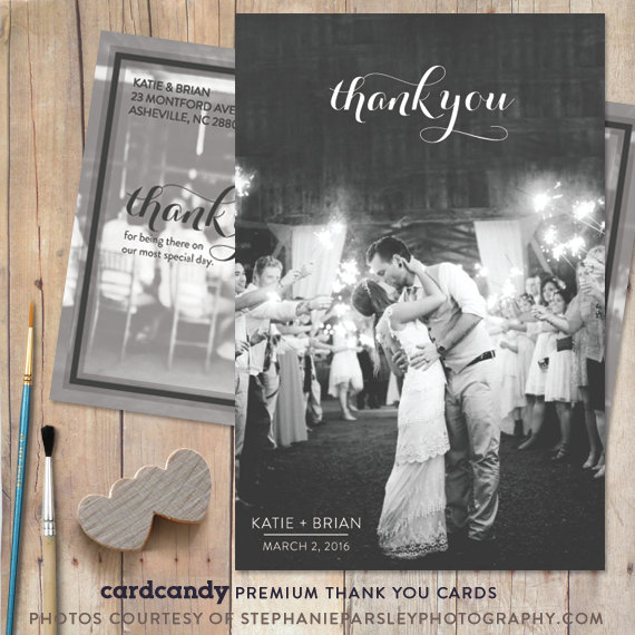 زفاف - Rustic-Wedding-Thank-You-Card, Wedding Photo Thank You Cards - Carolina