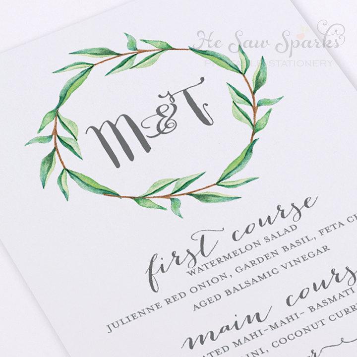 Свадьба - Printable Wedding Menu Card - Calligraphy