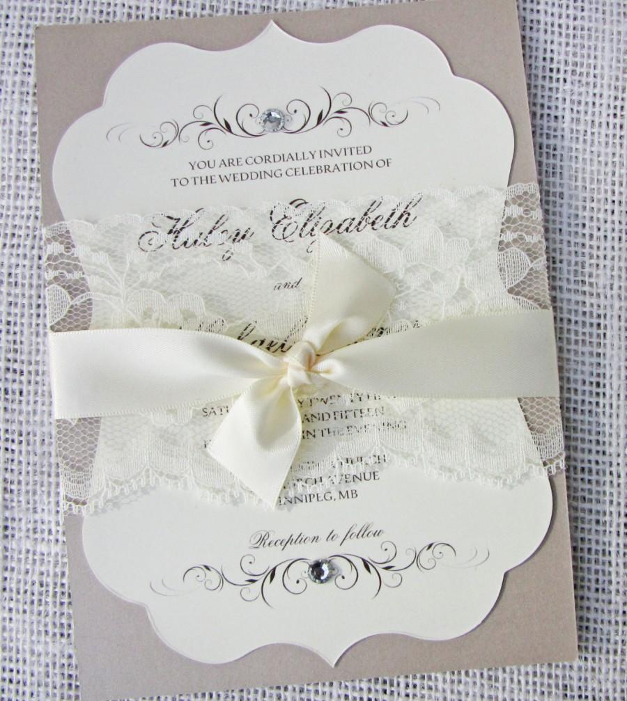 Mariage - Vintage Elegant Lace Wedding Invitation, Vintage Wedding Invitation, Classic, Elegant Wedding Invitation,  Sample