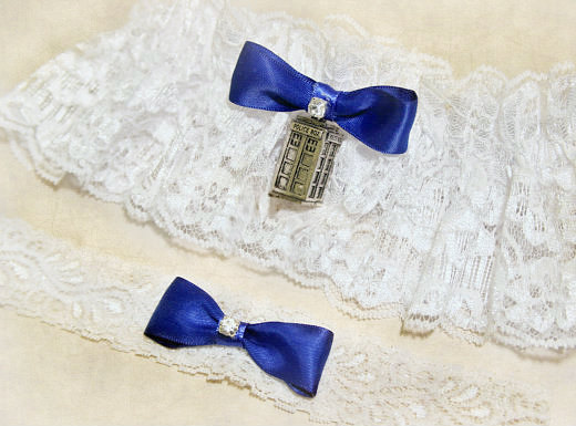 Wedding - Doctor Who Wedding Garter - Blue Tardis Wedding Garter, DOCTOR WHO WEDDING, Dr. Who lingerie garderbelt, Geekery Wedding accessories