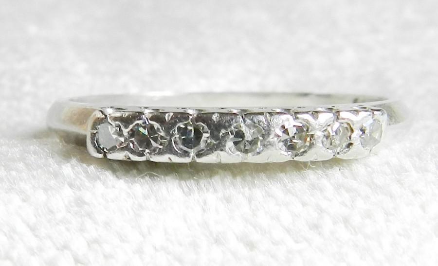 زفاف - Platinum Wedding Band Platinum Eternity Antique Art Deco Diamond Ring Half Eternity Platinum Stacking Ring Diamond