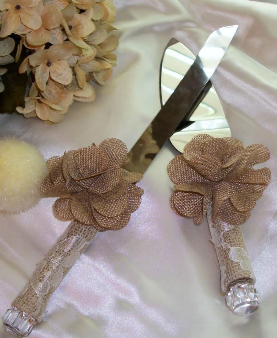 Свадьба - Sale,Rustic Wedding,Wedding Cake Knife Set,Burlap Wedding,Lace Cake Knife,Cake KnifeBridal Accessories,Wedding Accessories