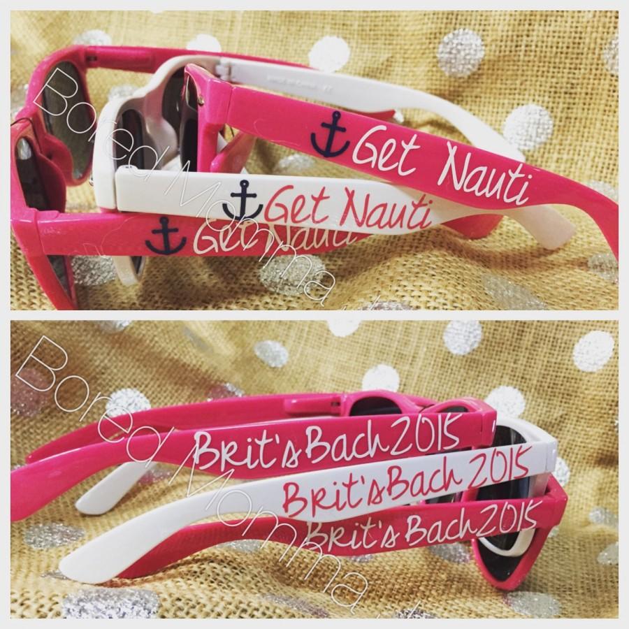زفاف - Personalized bachelorette party sunglasses Get Nauti! Nautical themed