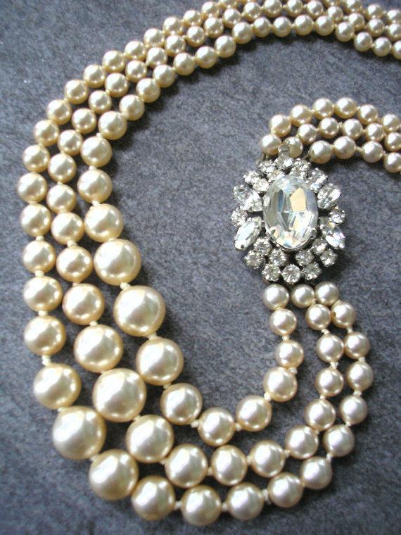 زفاف - Vintage Pearl Choker, Statement Necklace, Pearl Necklace, Mother of the Bride, Great Gatsby Jewelry, Wedding Necklace, Bridal Jewelry, Deco
