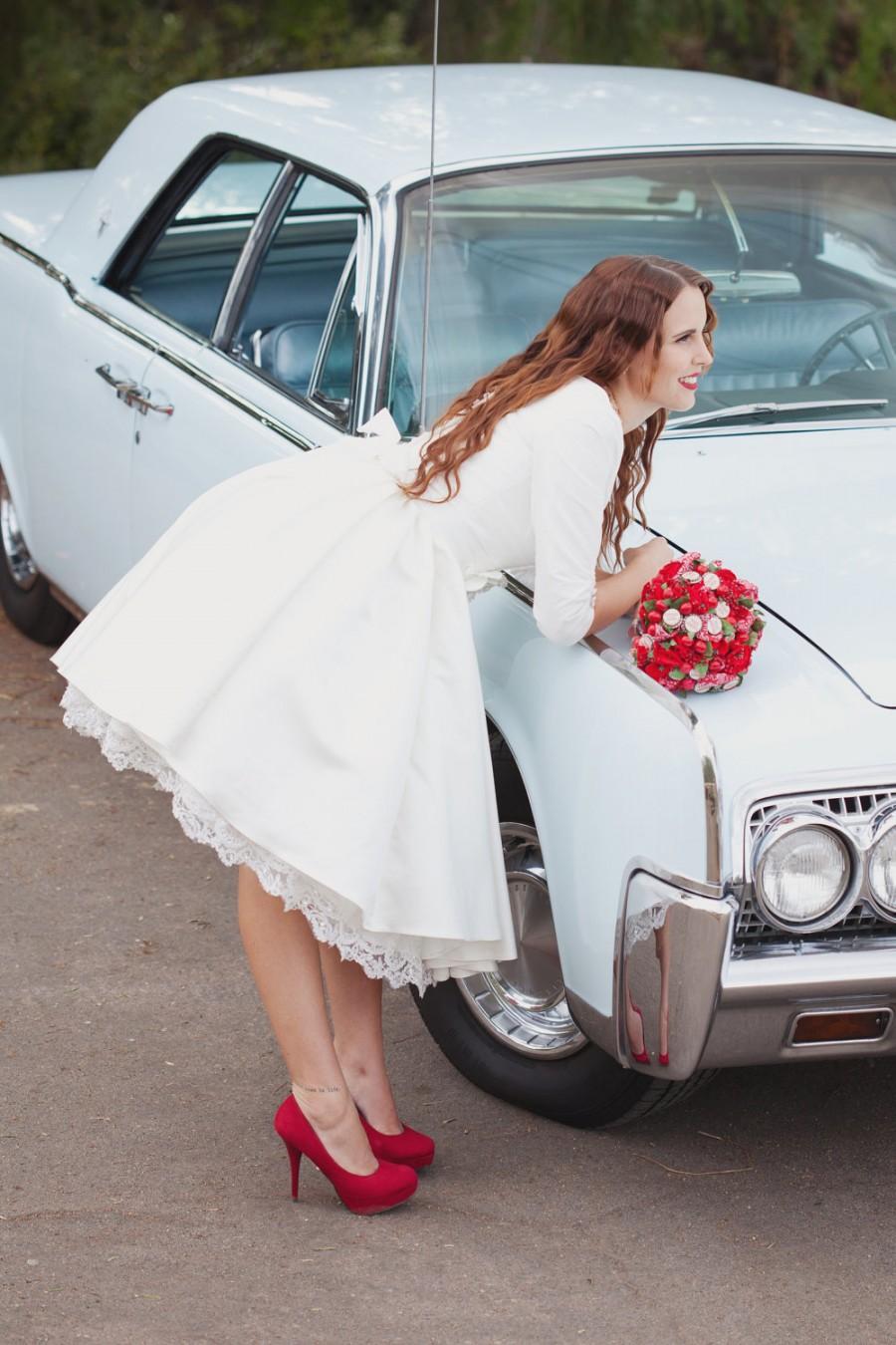 زفاف - Short Wedding Dress with Sleeves and Pockets - Janie Jones