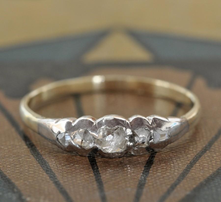 Hochzeit - Unique Engagement Ring-Georgian Diamond Ring-Antique Rose Cut Diamond Ring-Vintage Diamond Wedding Band -1800s-Antique Diamond Stacking