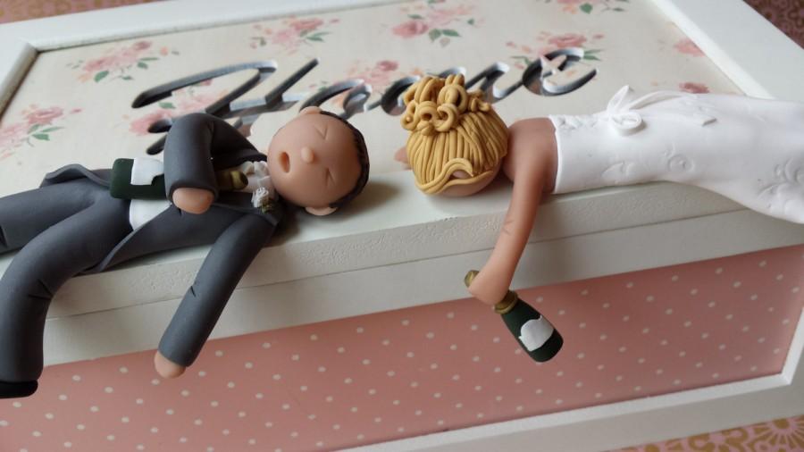 Wedding - Drunk Bride & Groom Wedding Cake Topper - Personalised- Outfits-Hair-Made to look like you..intoxicated! * FREE SHIPPING*