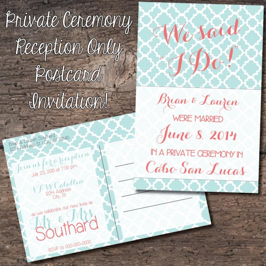 Wedding - 4x6 Postcard Reception Only Invitation - Eloped, Reception Only, Destination Wedding, Announcement - Printable Files