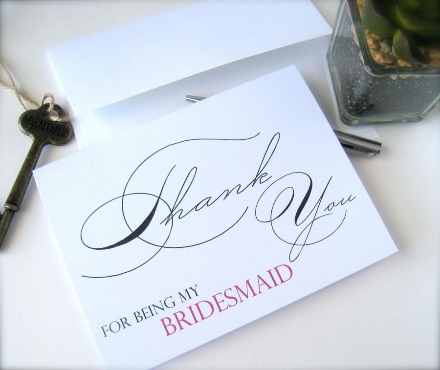 Hochzeit - Bridesmaid thank you card, maid of honor card, flower girl thank you card, bridal party thank you card
