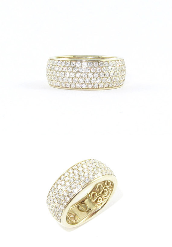 زفاف - 14K Gold 5 Rows Micro Pave Diamond Ring - Diamond band ring - Diamond engagement ring - Anniversary gift