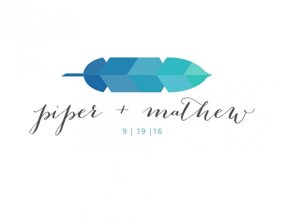 Mariage - Feather Wedding Logo with Modern Typography