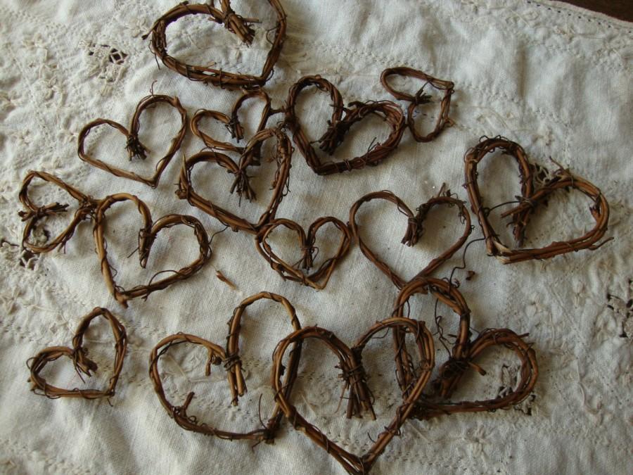 زفاف - Grapevine hearts twig embellishments Rustic wedding mini twigs hearts wedding craft supplies rustic natural home decor branches sticks
