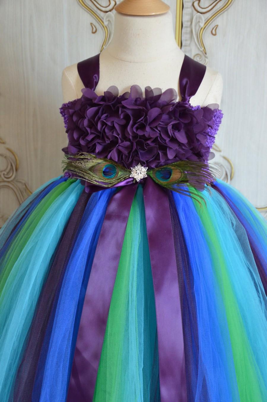 Wedding - Plum chiffon  Hydrangea Peacock  tutu dress
