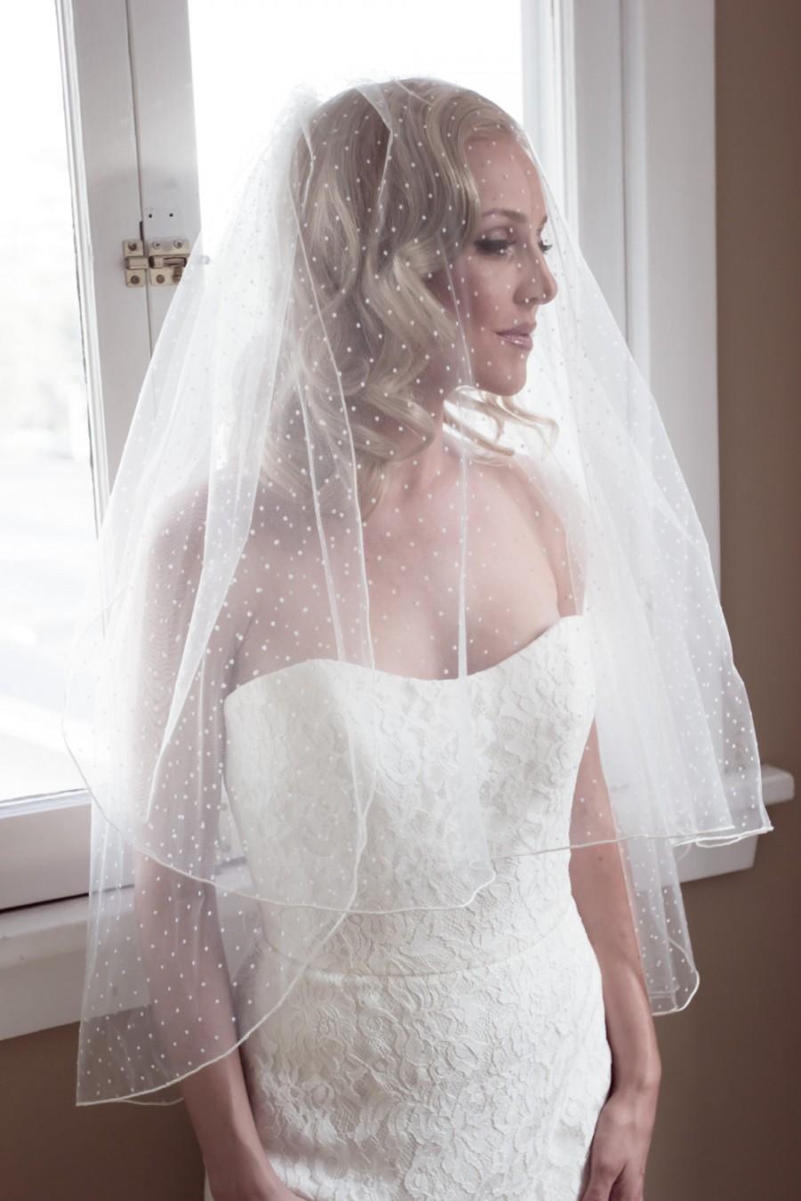 Wedding - Polka Dot Veil, Swiss Dot Veil, Dotted Veil, Pencil Edge Veil, Bridal Veil, Fingertip Veil, Cathedral Veil, Long Veil, 50s Bride Style 1202