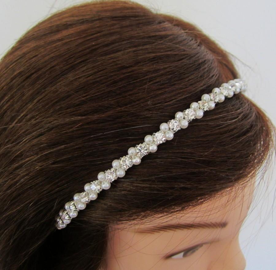 Wedding - Bride Headband. Bridal Pearl Headband. Rhinestone Crystal Headband. SUMMER