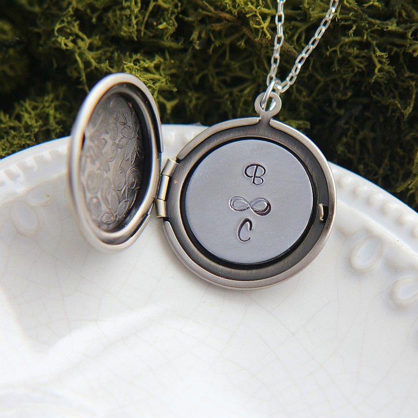 Wedding - Personalized Locket, Locket Necklace, Monogram necklace, Locket Pendant, Name Date Necklace, Personalized Jewelry, Hand stamped Necklace