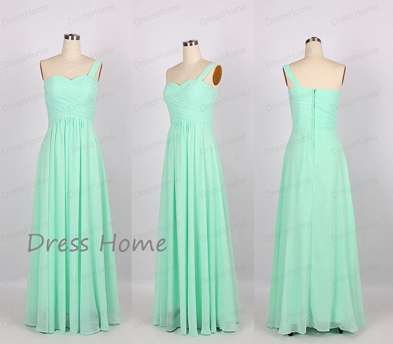 زفاف - Mint Sweetheart One Shoulder Long Bridesmaid Dress Cheap/Sweet 16 Mint Prom Dress/Homecoming Dress/Wedding Party Dress DH206